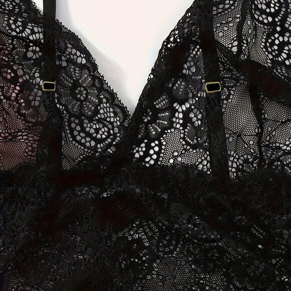 Women's Silky Satin Pajama Set Lingerie Floral Lace Suspender Nightgown 4 Pc Set - Picture 8 of 8